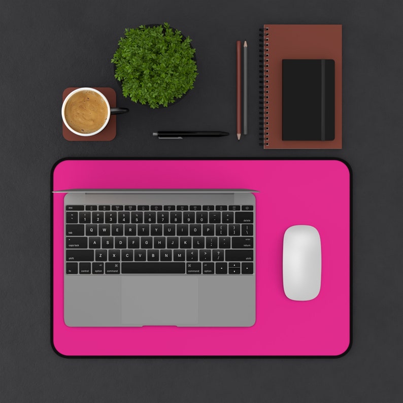 Hot Pink Neoprene Desk Mat, Non-Slip Computer Mousepad image 4