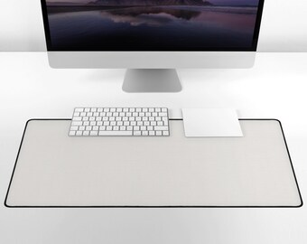 Cream Neoprene Desk Mat, XL Non-Slip Computer Mat, Minimalist Home Office, Solid Color Desk Mat, Large Gaming Mousepad