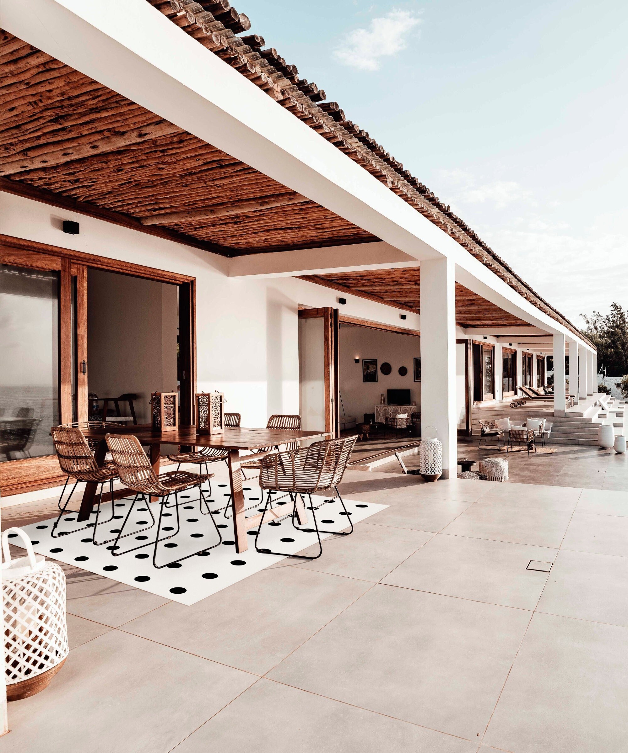 Black and White Polka Dot Outdoor Rug Patio Polka Dot Rug for Etsy