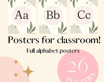 Alphabet Poster Printable Minimal Collection for Classroom or Homeschool. ABC'S Printable,ABC Poster