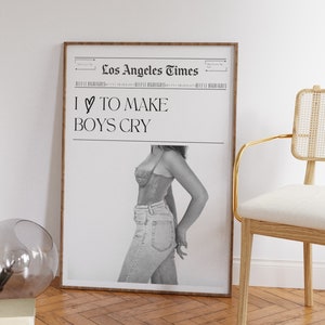Trendy Vintage Poster, I Heart To Make Boys Cry, Girl Boss, Dorm Poster Print, Minimal Aesthetic, Unframed
