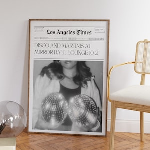 Trendy Vintage Poster, Dorm Poster Print, Minimal Aesthetic, Disco Ball Inspired, Unframed