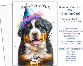 Carte de joyeux anniversaire personnalisée pour chien de montagne bernois - Choisissez une salutation ou écrivez la vôtre