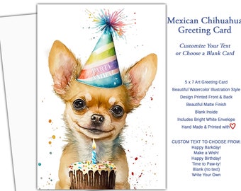 Birthday Card from the Dog Customized Mexican Chihuahua Card Gift - Birthday Cake & Candle, Blank Puppy Greeting Card, Or Write Your Own