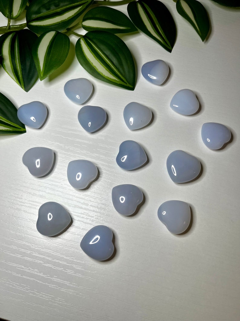 Mini Blue Chalcedony Puffy Heart Carving image 4