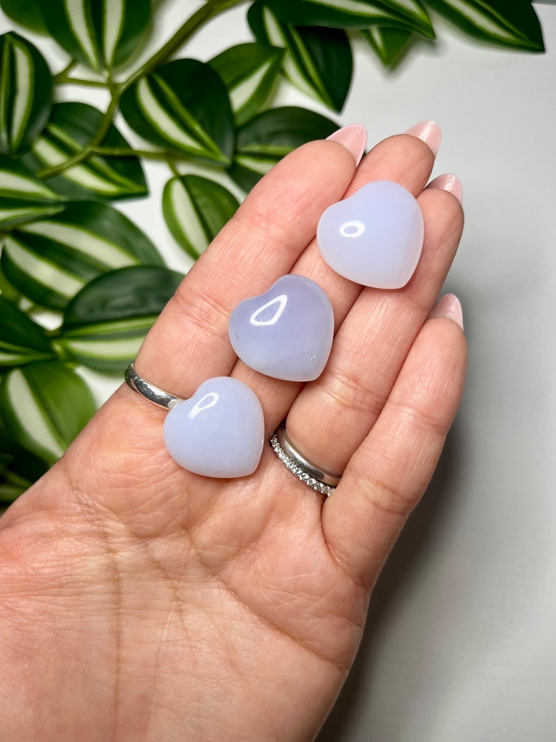 Mini Blue Chalcedony Puffy Heart Carving image 2