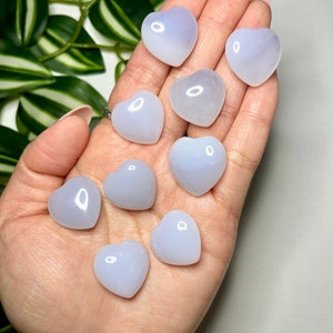 Mini Blue Chalcedony Puffy Heart Carving image 1