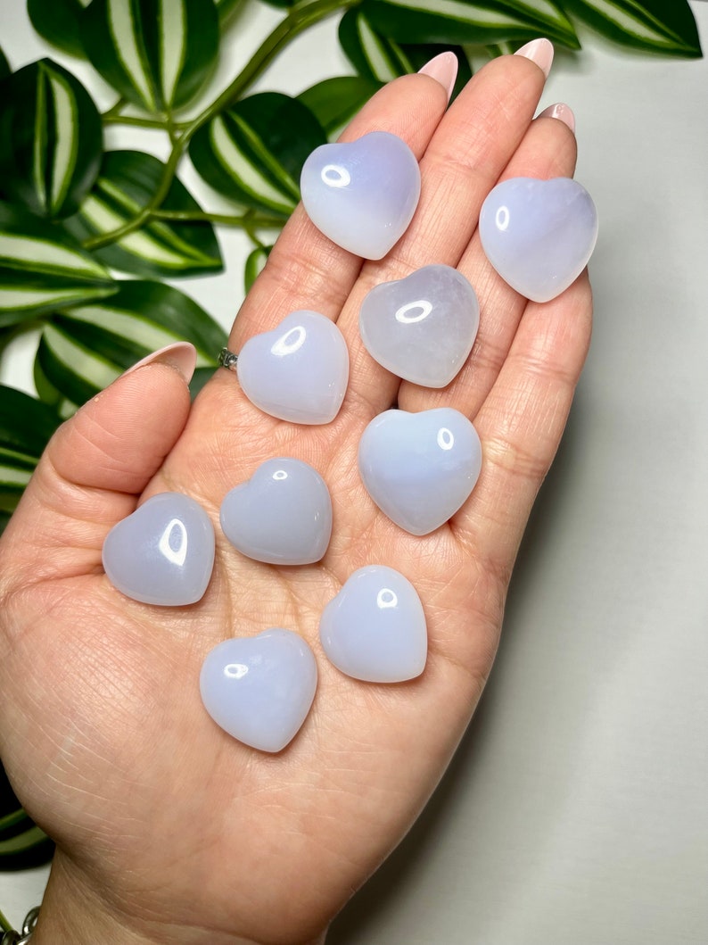 Mini Blue Chalcedony Puffy Heart Carving image 1