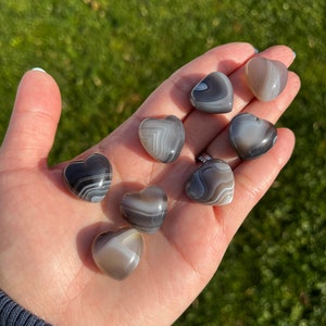 Mini Banded Agate Puffy Heart Carving