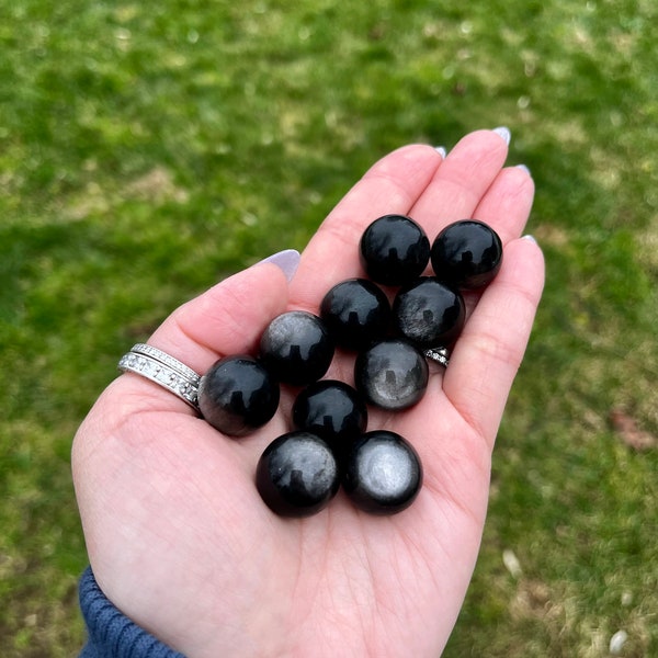 Small Silver Sheen Obsidian Sphere 17-18mm