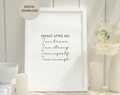 I Am Enough Positive Affirmation Self Love Printable Wall Art,  Printable Mindfulness Gift for Positive Energy and Self Care, Download