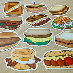 Sandwich Sticker Pack | High Quality Vinyl | Pack of 11 | All Your Favorite Sandwiches