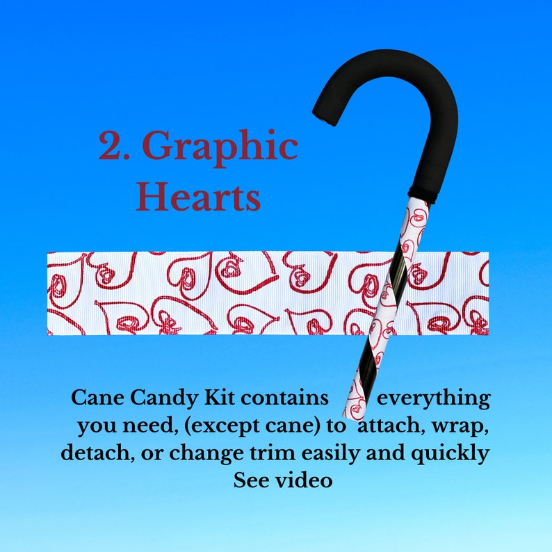 Hearts Cane Decor Kits Walking Cane Fashion Kits Cane Decoration Kits