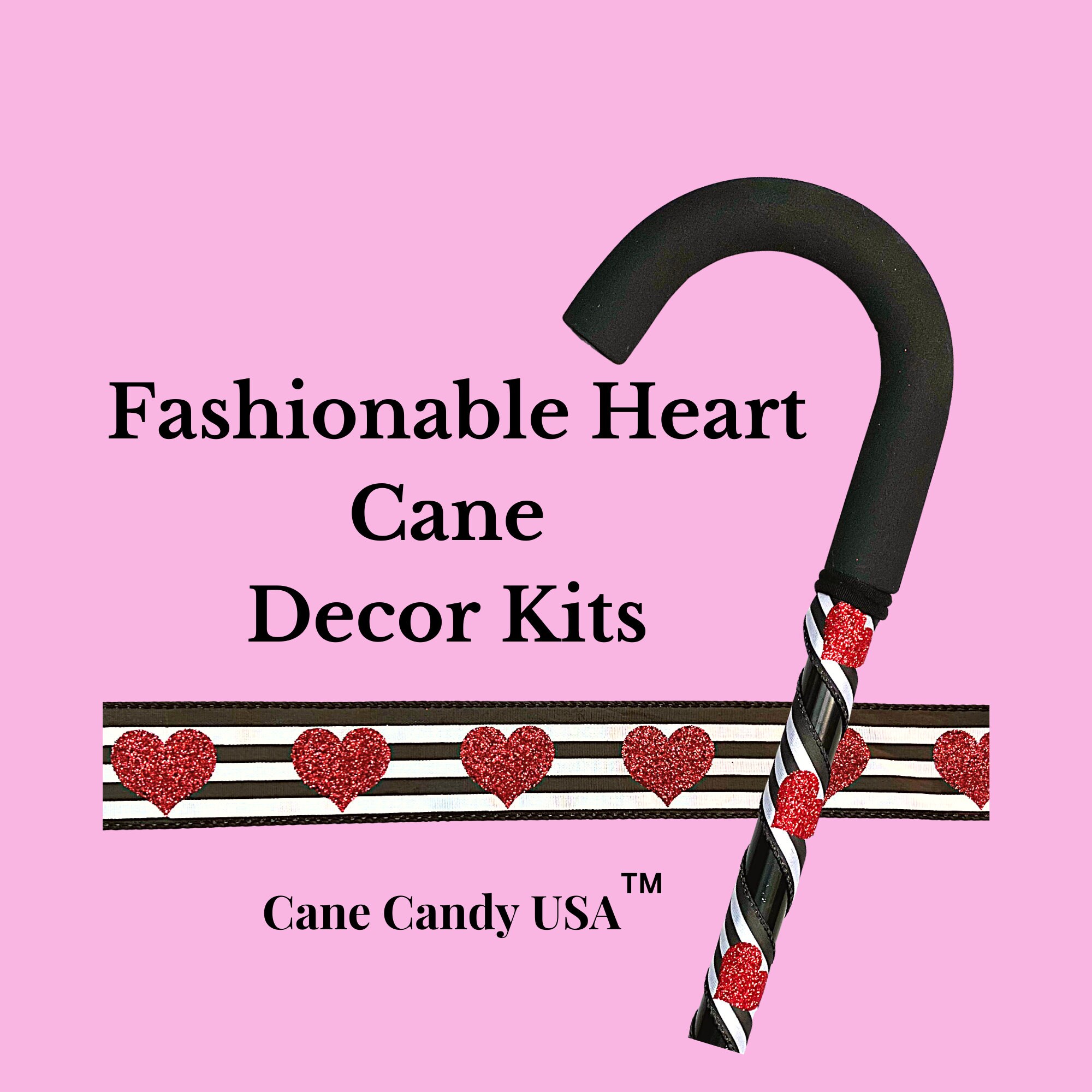 Hearts Cane Decor Kits; Walking Cane Fashion Kits; Cane Decoration Kits ...