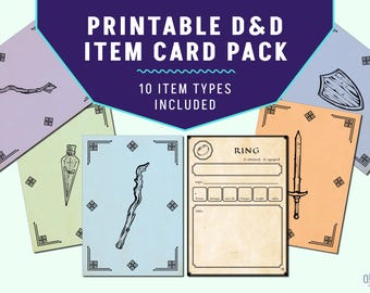 D&D Item Cards: Printable Equipment Cards for Dungeons and Dragons (Digital Download)