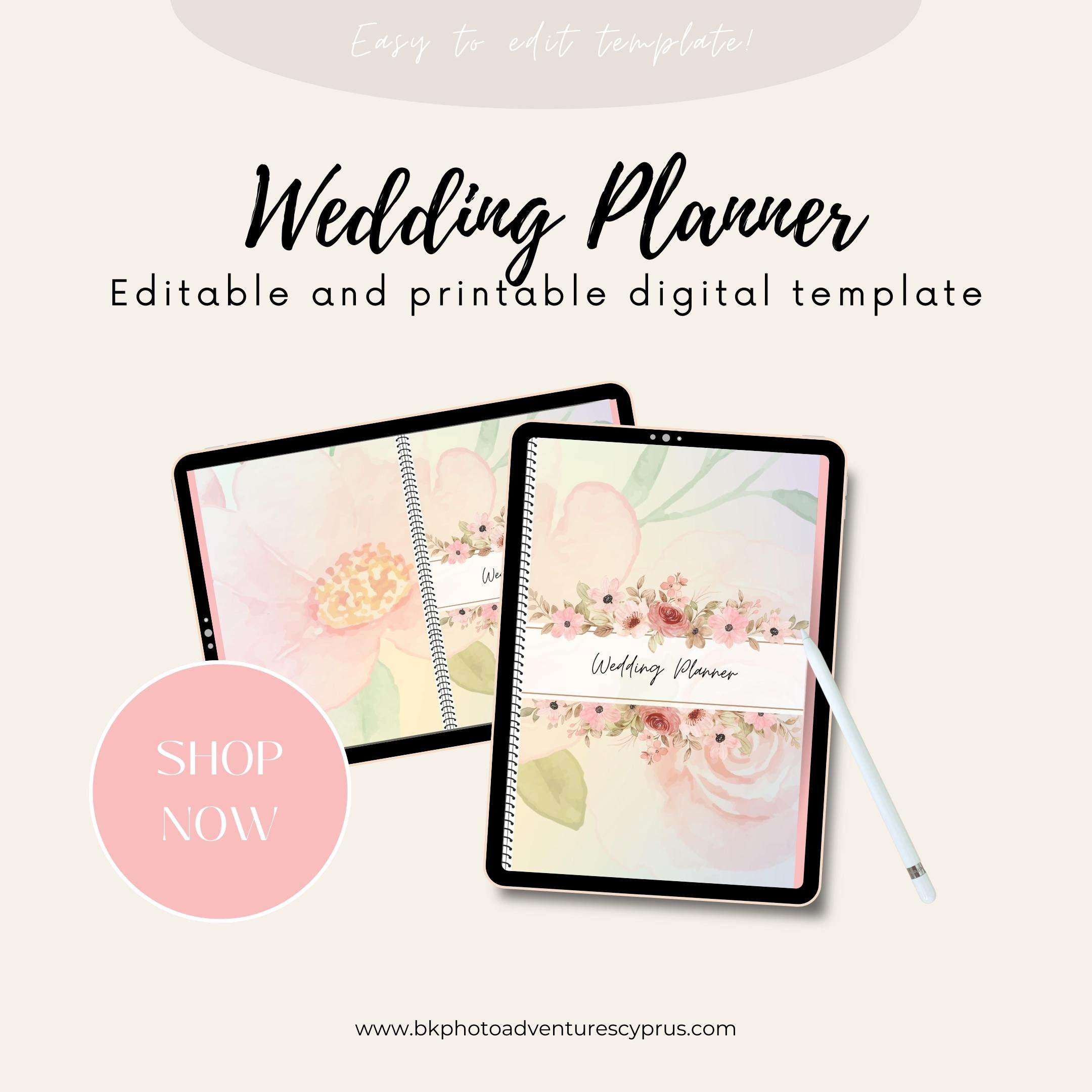 Editable Digital Wedding Planner Template, Customizable Wedding Planner ...