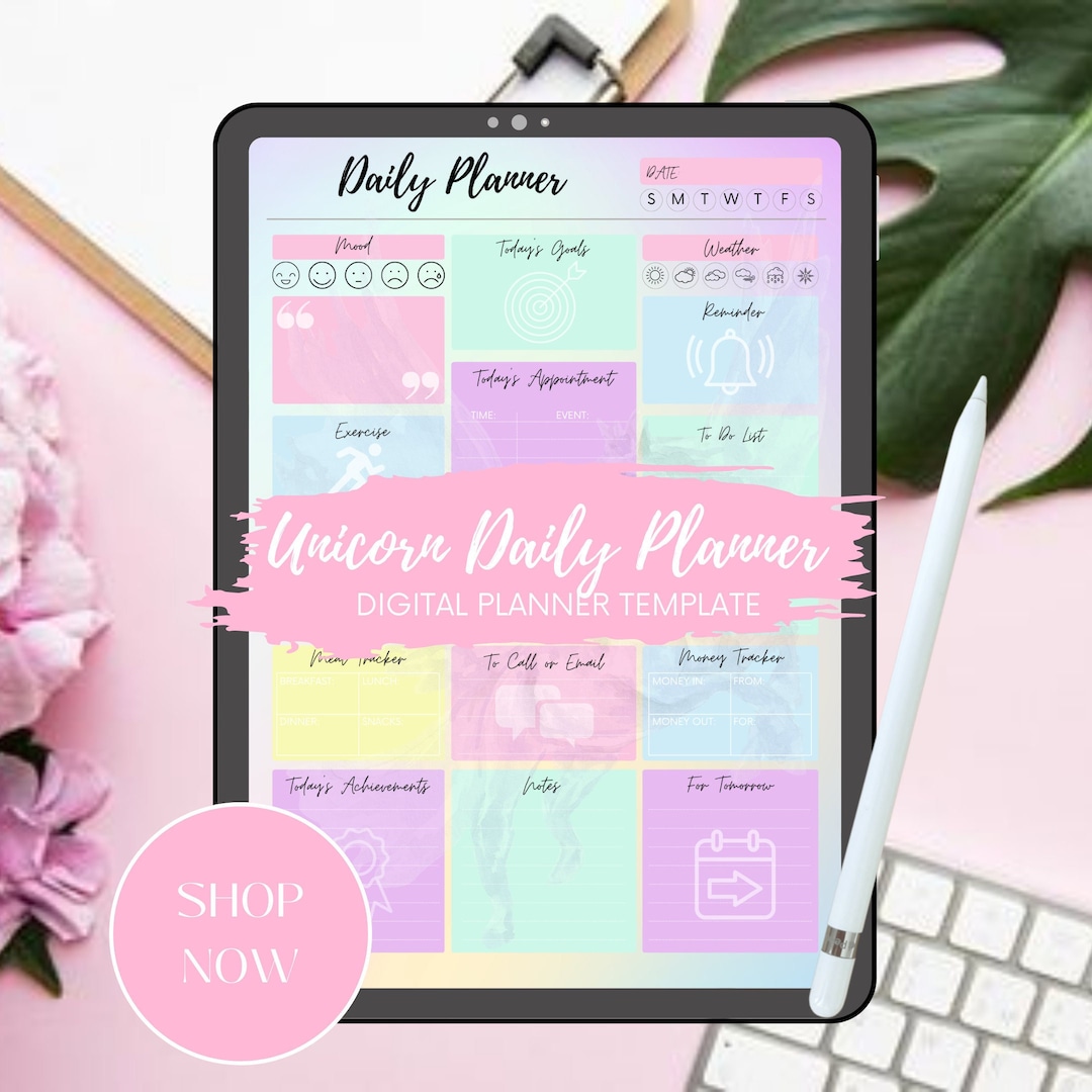 Editable Undated Daily Digital Planner Template, Editable Daily Tracker ...