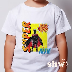 Personalized Super Big Bro Toddler Tee, Customized Superhero Shirt, Sibling Gift for Boys, Birthday Outfit, Comic Style Kids Top