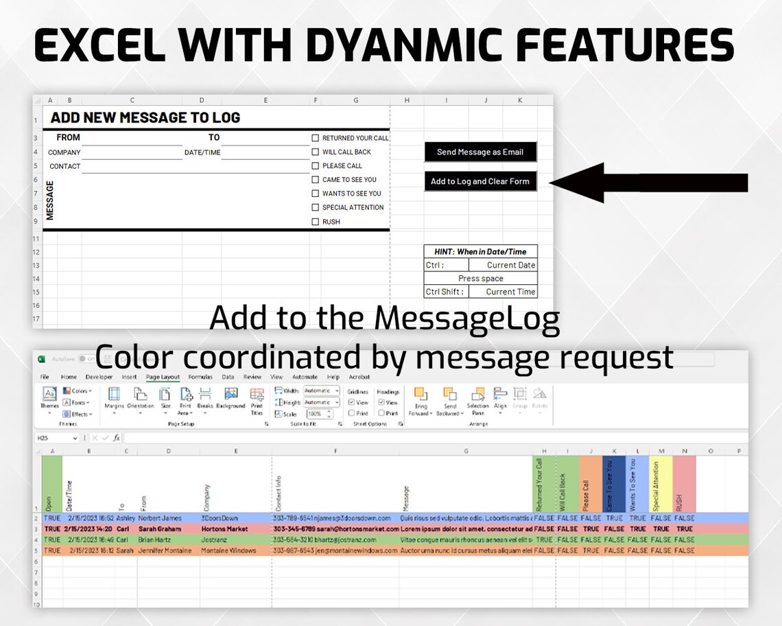 Phone Call Log Daily Phone Message Log Template Digital Contact Organizer Printable ...