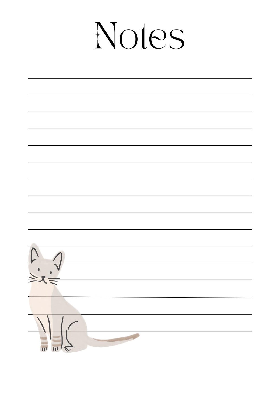 Five Cat Note Sheet Digital Download - Etsy