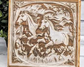 Regalo para jinetes, decoración de cocina, salvamanteles de madera, agarradera, caballos grabados con láser, casa de campo con caballos