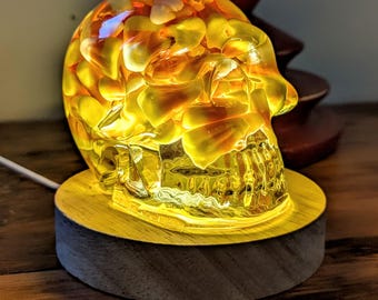 Calavera de maíz dulce de Halloween, iluminada, decoración del hogar, luz nocturna enchufable para niños