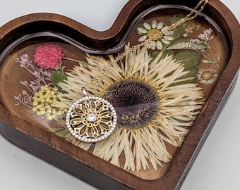 Cuenco para joyas de mesita de noche, plato para anillos, corazón de madera, regalo para ella