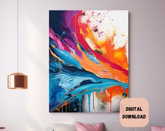Splash Abstract Paint | Colorful Abstract wall art | Digital Art