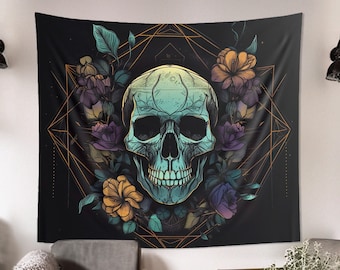 Witchy Occult Skull Tapestry - Boho Decor Wall Hanging for Room, Dorm, and Home Decoration, Multiple Sizes (36x26in - 104x88in), Witchy Gift