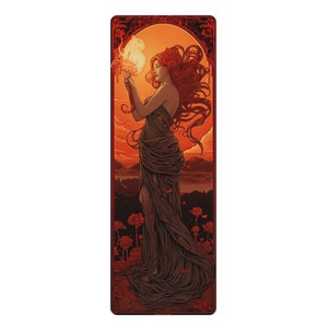 Fire Goddess Rubber Yoga Mat, Ideal Gift for Elemental Lovers, Oracle Tarot Card Aesthetic, Divine Feminine Touch, Durable and Lightweight image 2