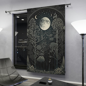 Sacred Geometry Moonlit Forest Design 100% Polyester Blackout Curtain - 50&quot; x 84&quot;