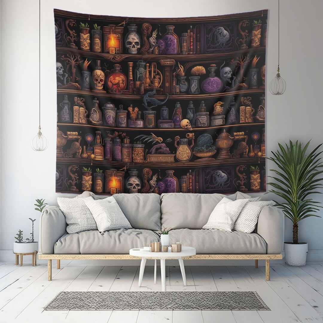 Dark Cottagecore Potion Shelf Wall Tapestry Ancient Occult Etsy