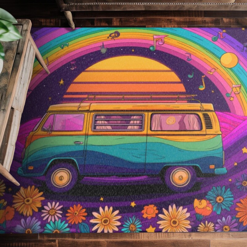 Pink Hippie Psychedelic Round Rug main image 1