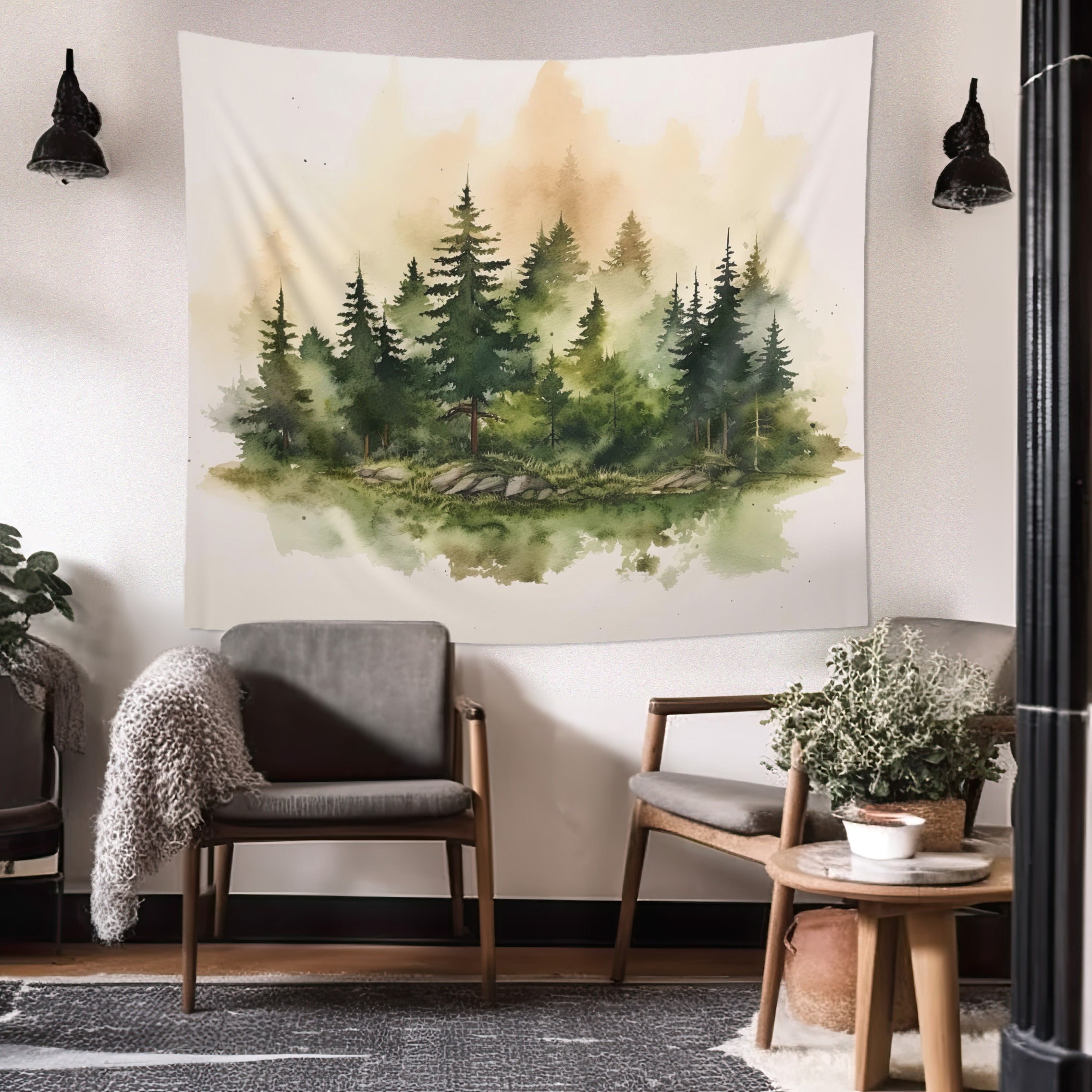 Pine Tree Tapestry Etsy Canada