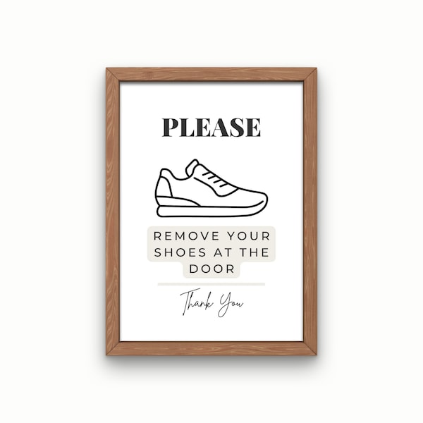 Please Remove Your Shoes at the Door Printable Sign for Airbnb, VRBO, Office, Vacation Rental, Rented Accommodation - PDF Download