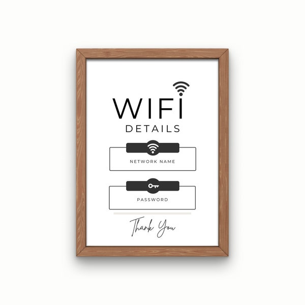 Editable/Fillable WIFI Sign Printable Sign for Airbnb, VRBO, Office, Vacation Rental, Rented Accommodation - PDF Download