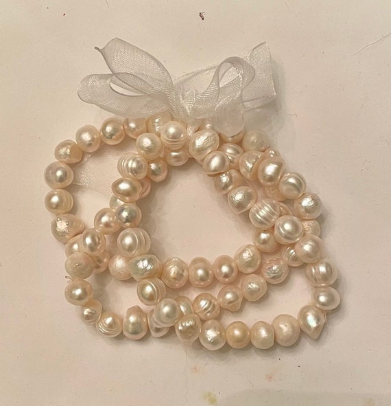 Vintage Freshwater Pearl Stretch Bracelets (set of