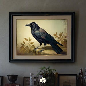 Antique Crow Raven Oil Painting | Print Yourself | Digital Print | 19th Century Art
