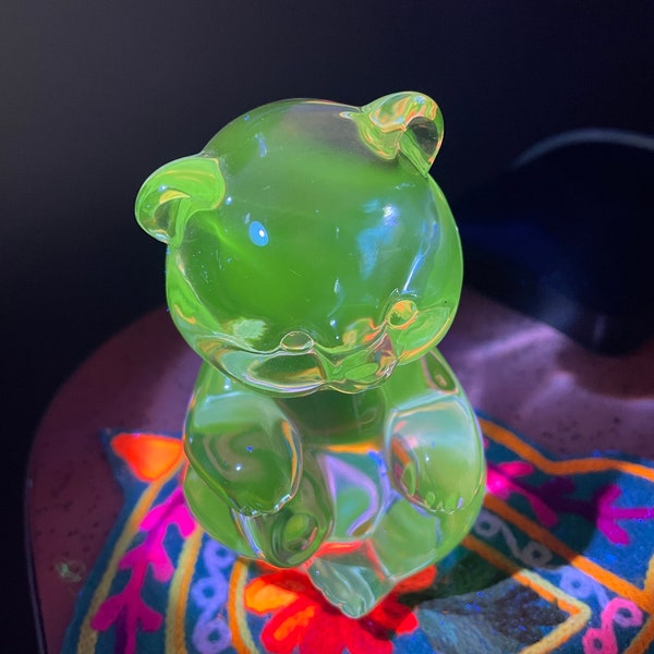 Fenton (?) Art Glass Crystal Teddy Bear