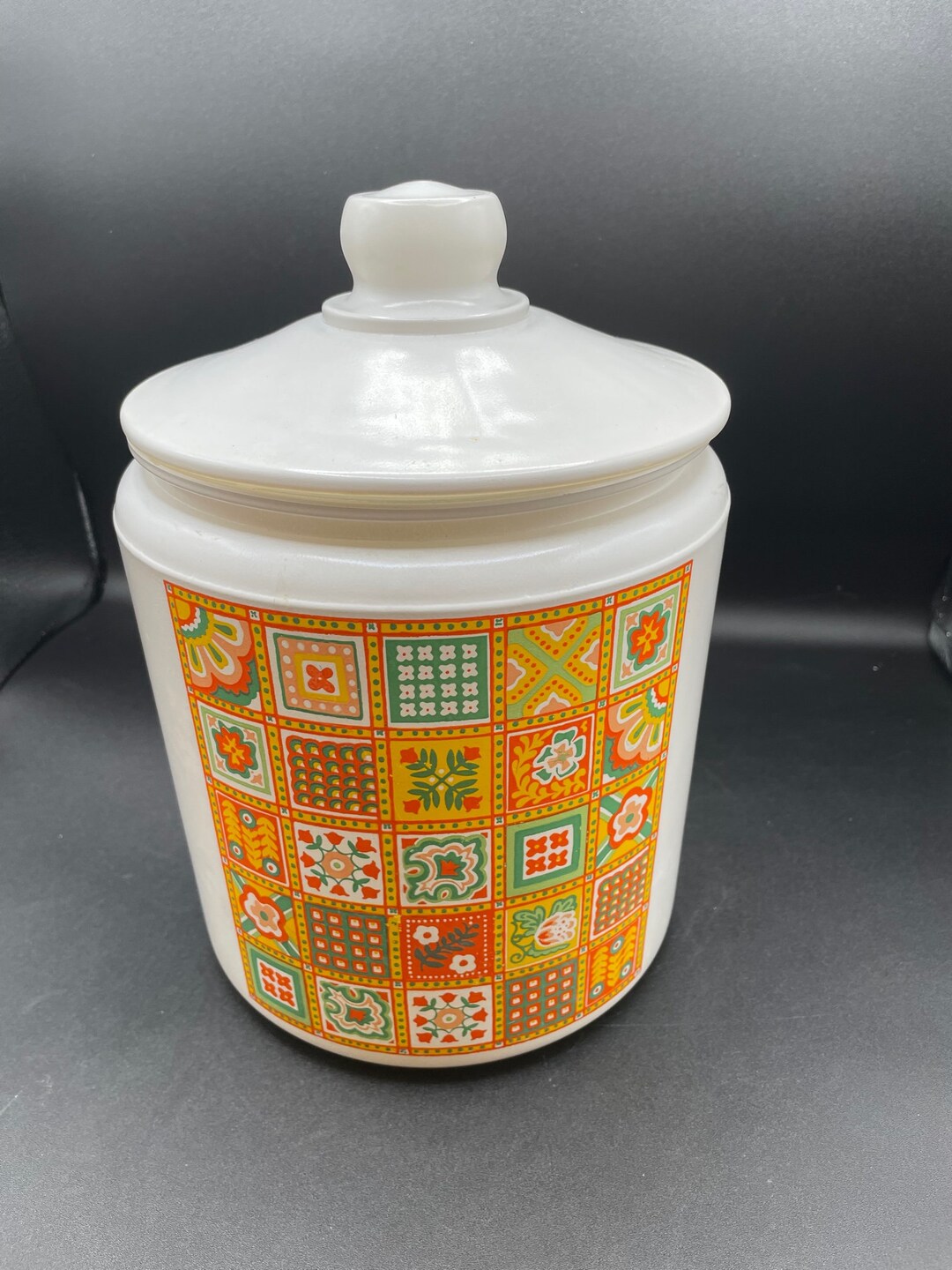 Vintage Milk Glass Canister/cookie Jar Etsy