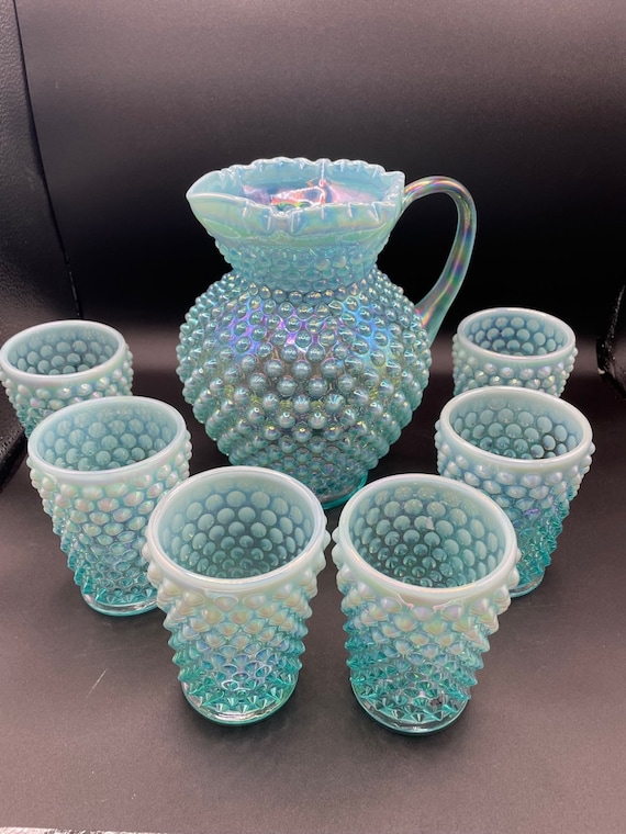 Vintage Blue Glassware Set of Seven Vintage Blue Glassware Set of Seven