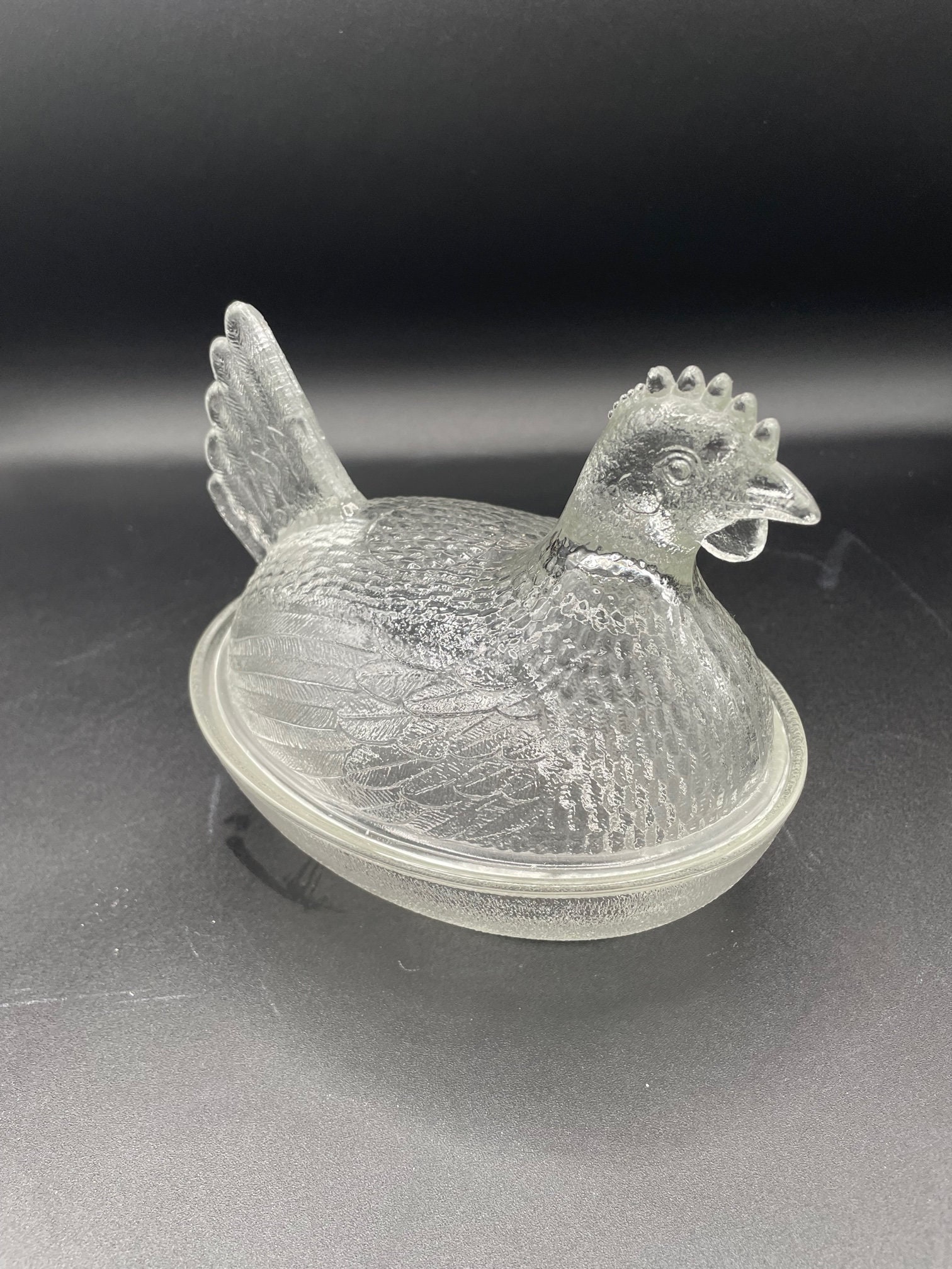 Vintage Indiana Clear Glass Hen on Nest - Etsy