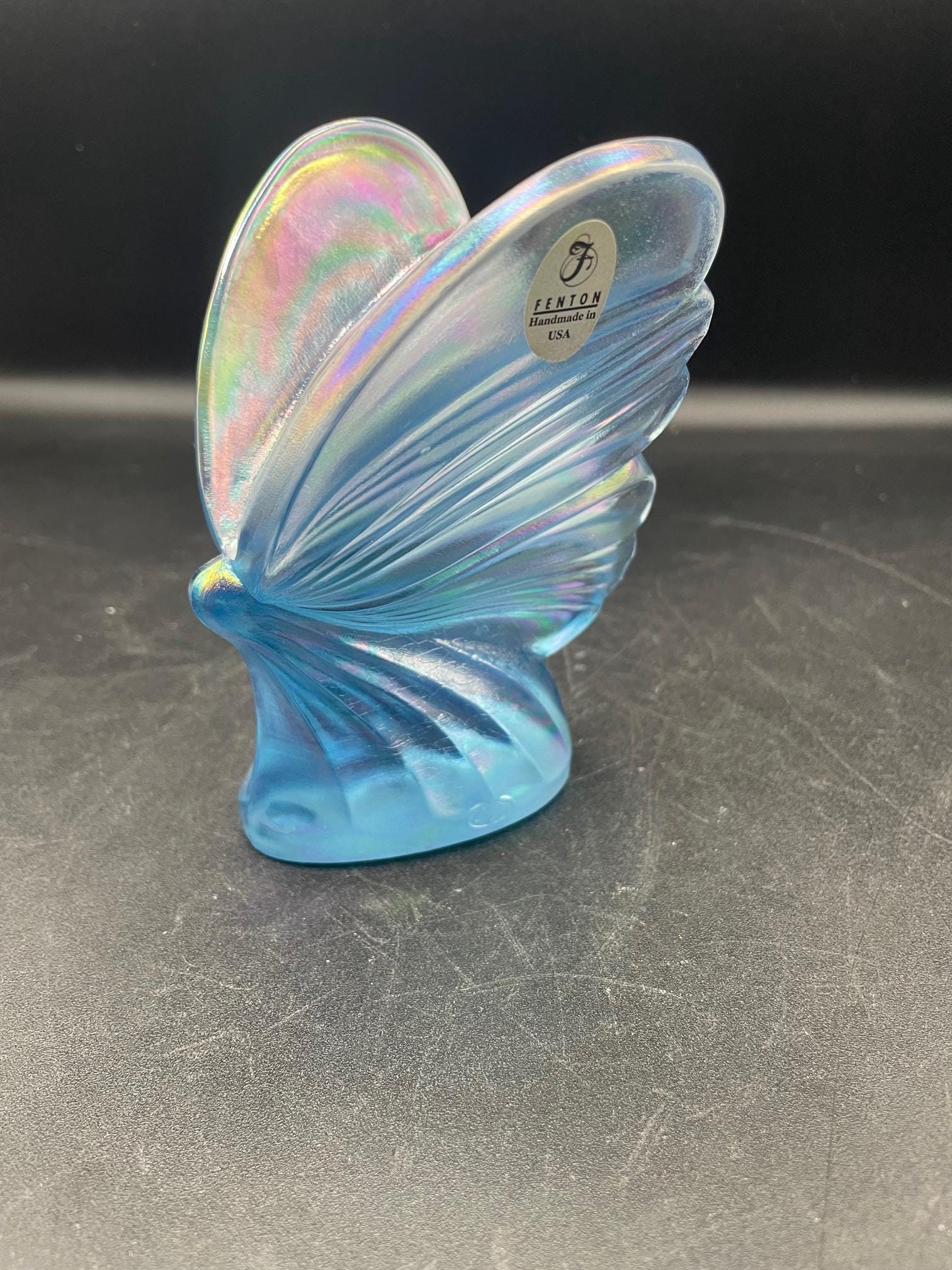 Fenton Glass Periwinkle Purple Blue Iridescent Butterfly - Etsy