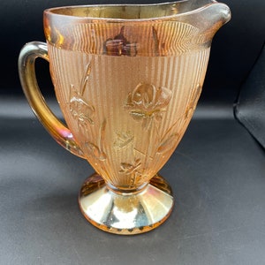 Jeanette Glass Iris & Herringbone Water Pitcher