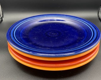 Fiesta Orange Blue and Red Large Dinner Plate