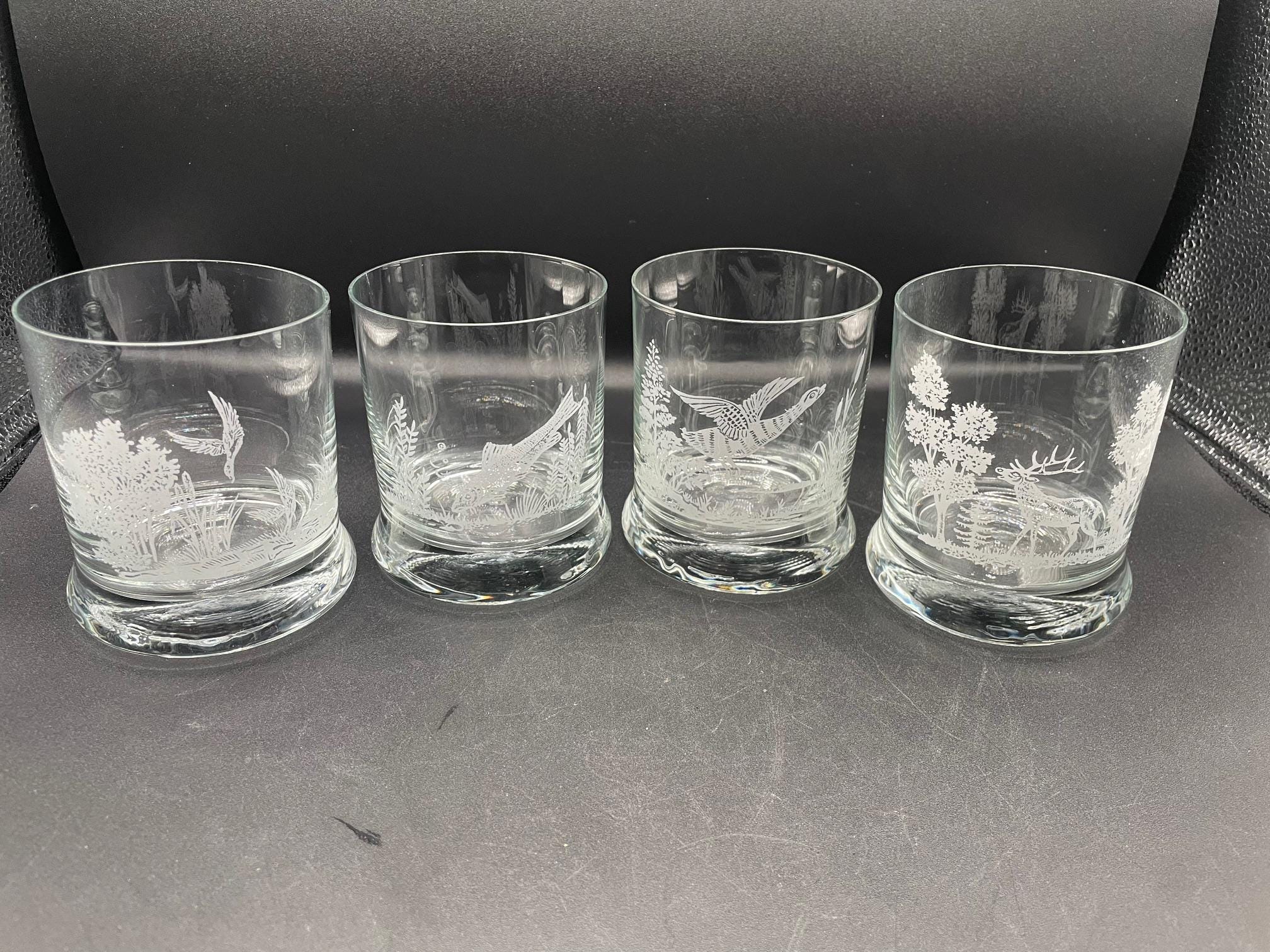 ヴィンテージ Libbey エッチング ワイルドライフ グラス – 4個セット