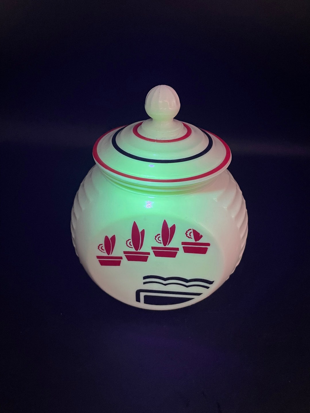 1940s Fire King Flower Pot Grease Pot With Lid glows Etsy