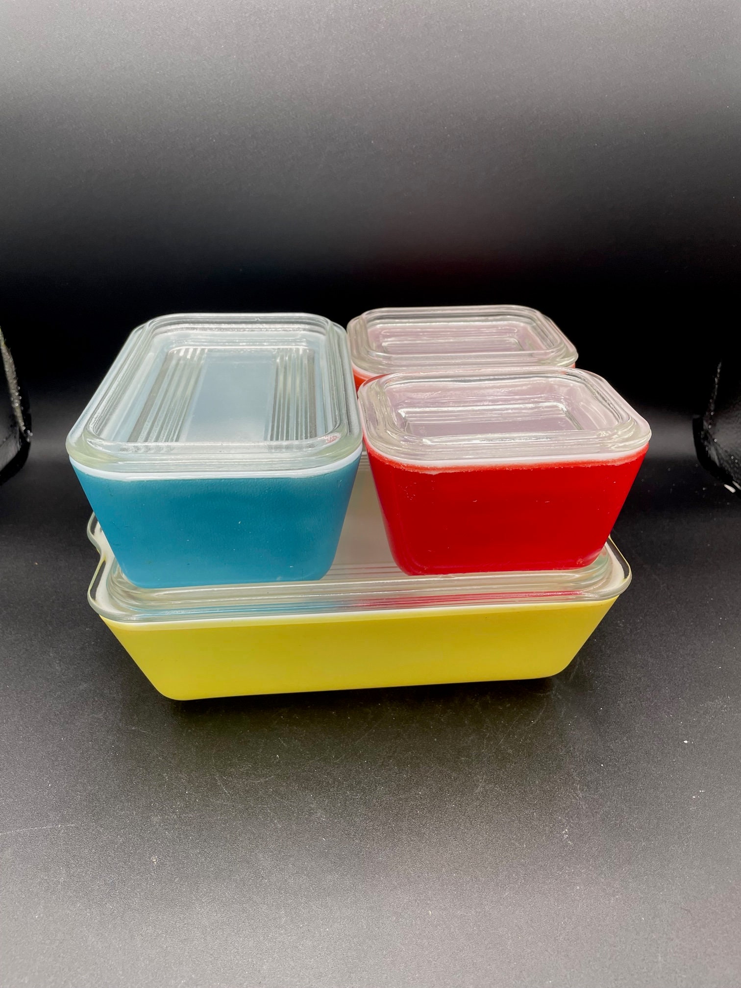 Vintage 1940s Pyrex Primary Fridgie refrigerator Set Etsy Canada