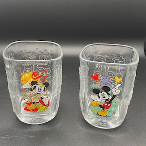 McDonalds Disney Mickey Mouse 2000 celebration square glasses x2