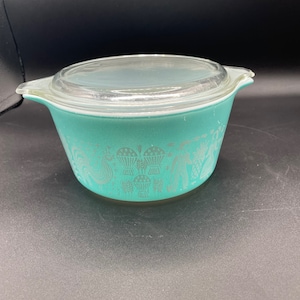 Vintage jaren 1950 Pyrex Turquoise Blue Amish butterprint Casserole Dish 473 1 qt